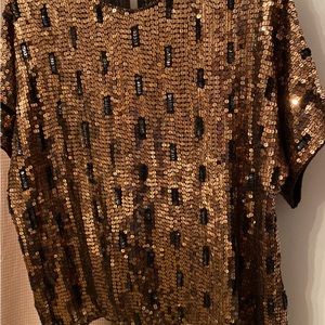 Metallic bronze w black sequin top fully lined - like New